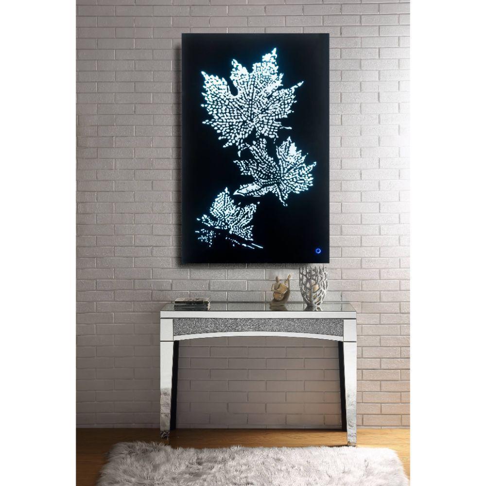 ACME Hadrias Wall Art w/LED, Smoky Glass & Faux Crystal FredCo