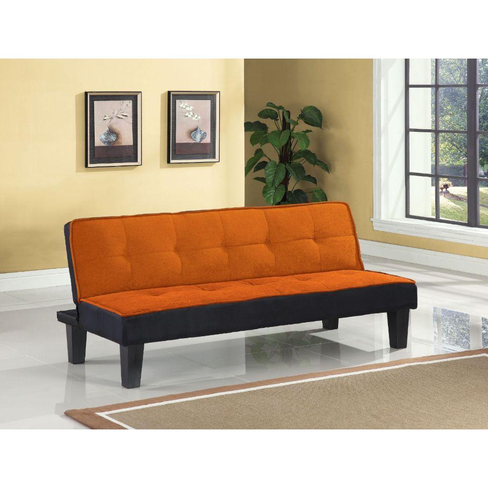 ACME Hamar Adjustable Sofa, Orange Flannel Fabric FredCo