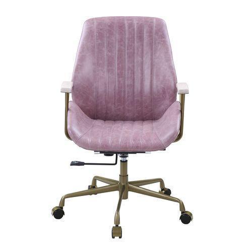 ACME Hamilton Office Chair, Pink Top Grain Leather FredCo