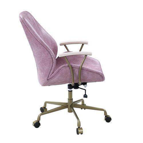 ACME Hamilton Office Chair, Pink Top Grain Leather FredCo
