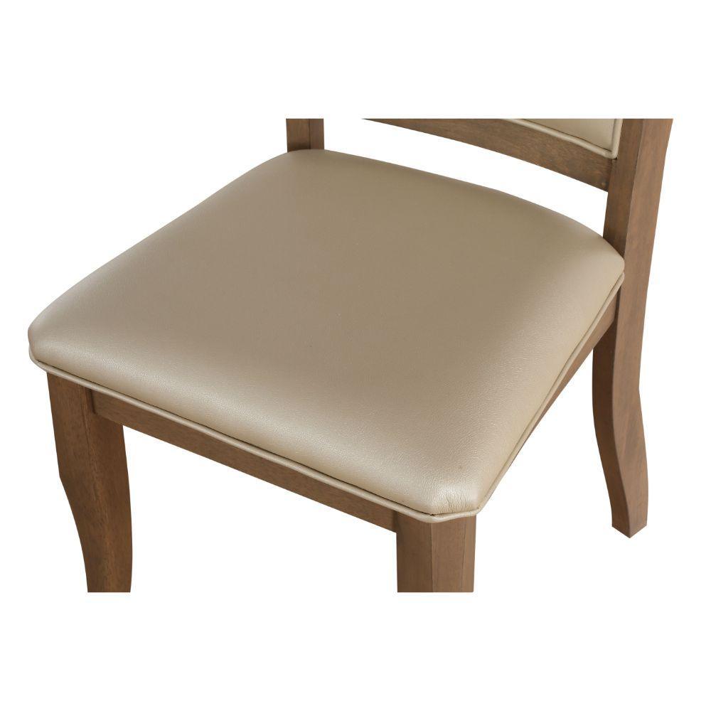 ACME Harald Side Chair (Set-2), Beige PU & Gray Oak FredCo