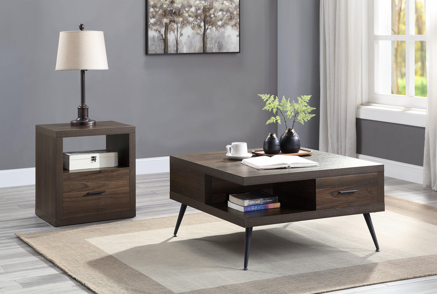 ACME Harel Coffee Table, Walnut Finish FredCo