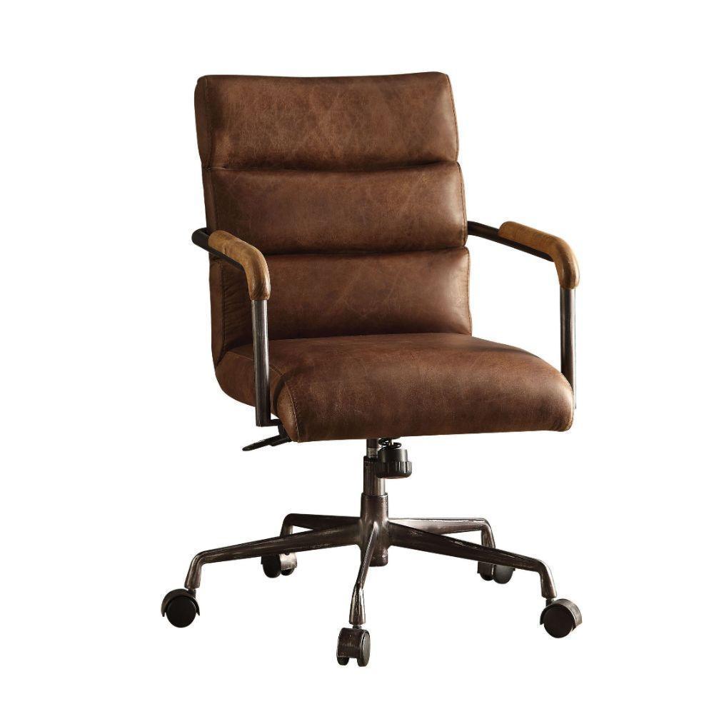 ACME Harith Executive Office Chair, Retro Brown Top Grain Leather FredCo