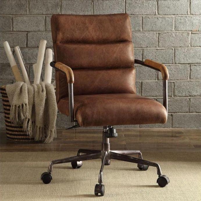 ACME Harith Executive Office Chair, Retro Brown Top Grain Leather FredCo