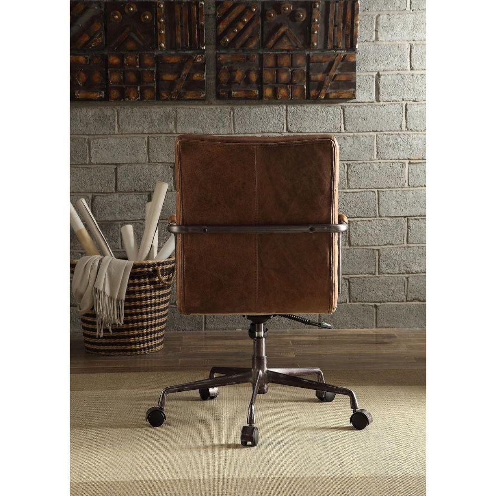 ACME Harith Executive Office Chair, Retro Brown Top Grain Leather FredCo