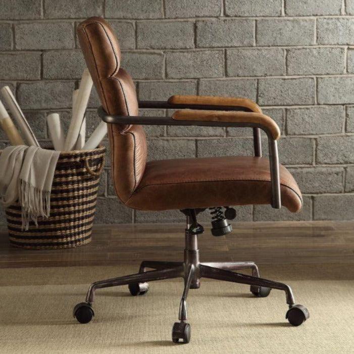 ACME Harith Executive Office Chair, Retro Brown Top Grain Leather FredCo