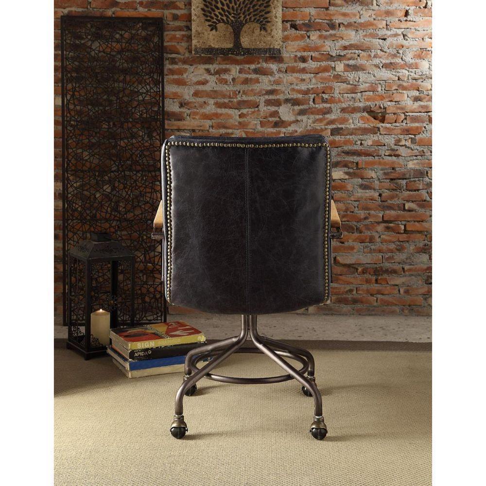 ACME Harith Executive Office Chair, Vintage Blue Top Grain Leather FredCo