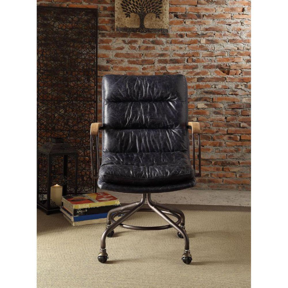 ACME Harith Executive Office Chair, Vintage Blue Top Grain Leather FredCo