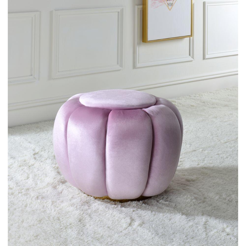ACME Heiress Ottoman, Bubblegum Pink Velvet FredCo
