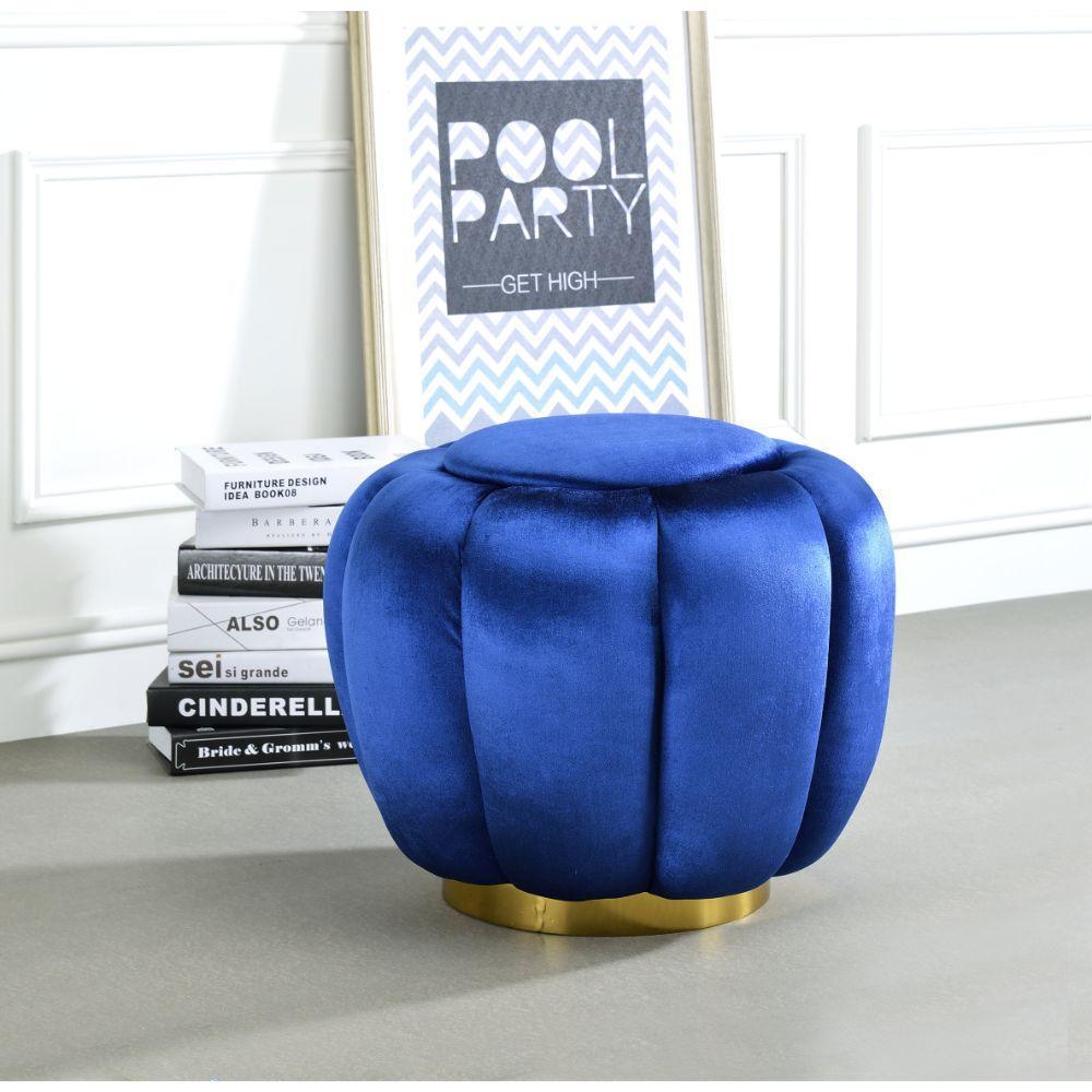 ACME Heiress Ottoman, Sapphire Blue Velvet FredCo