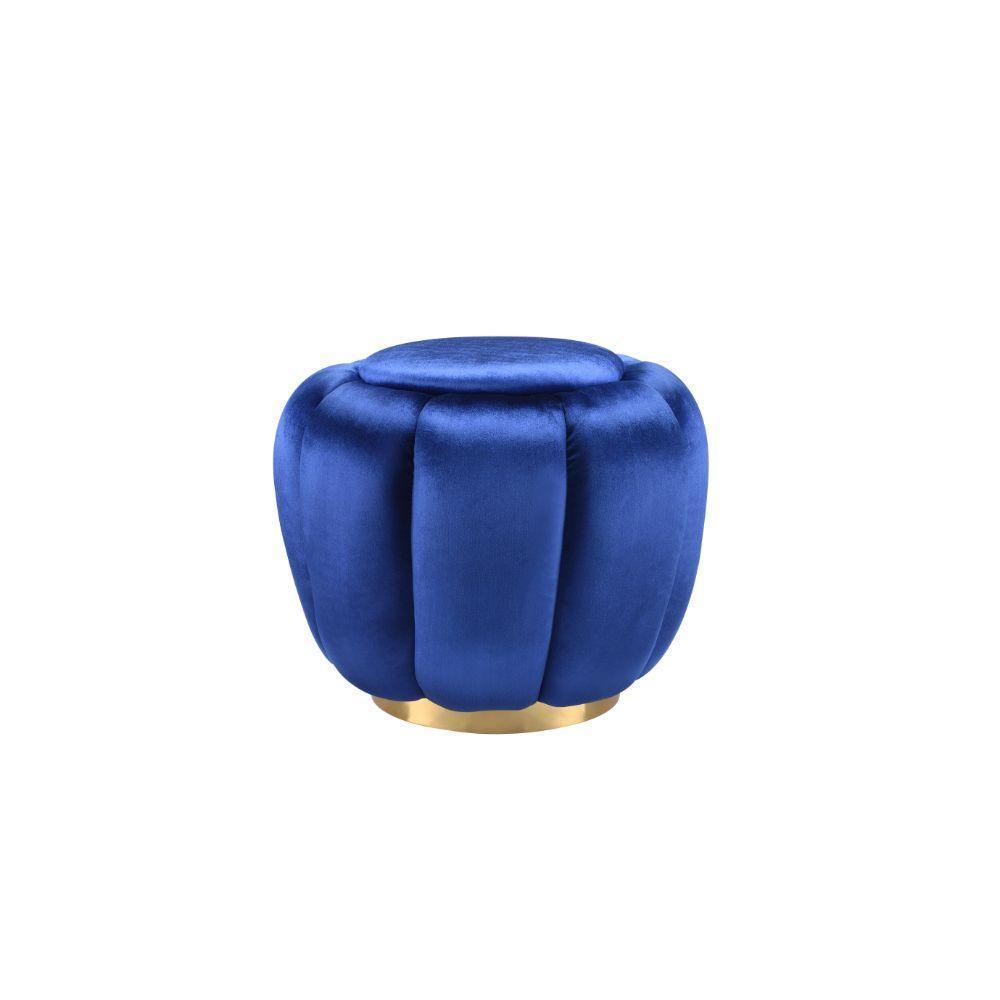 ACME Heiress Ottoman, Sapphire Blue Velvet FredCo