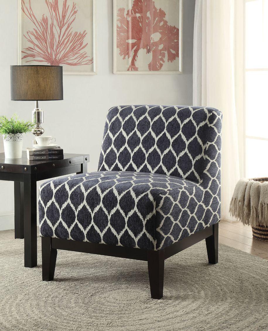 ACME Hinte Accent Chair, Dark Blue Chenille FredCo