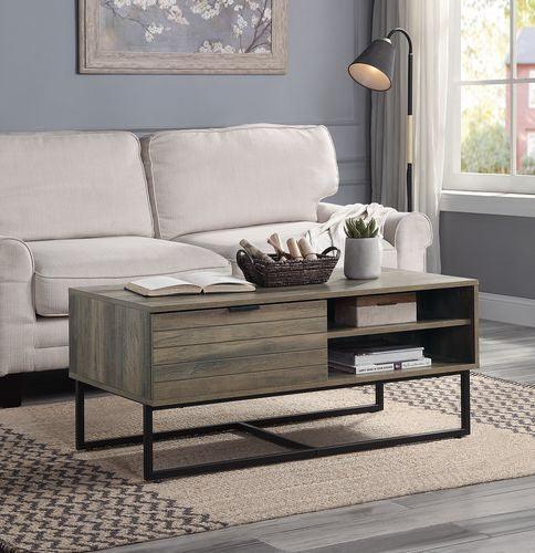 ACME Homare Coffee Table, Rustic Oak & Black Finish FredCo