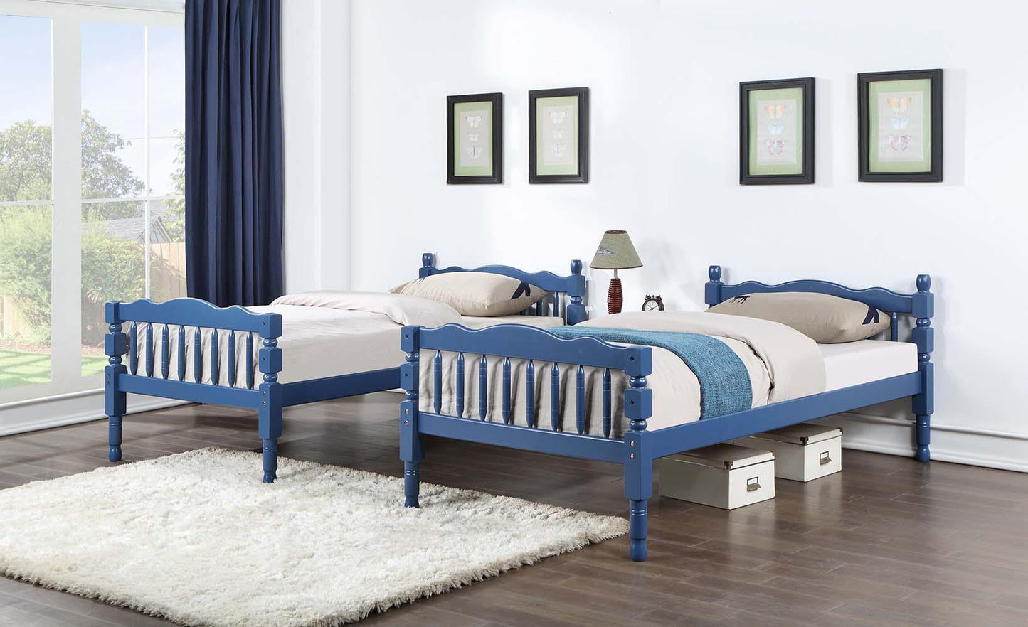 ACME Homestead Twin/Twin Bunk Bed, Dark Blue Finish FredCo