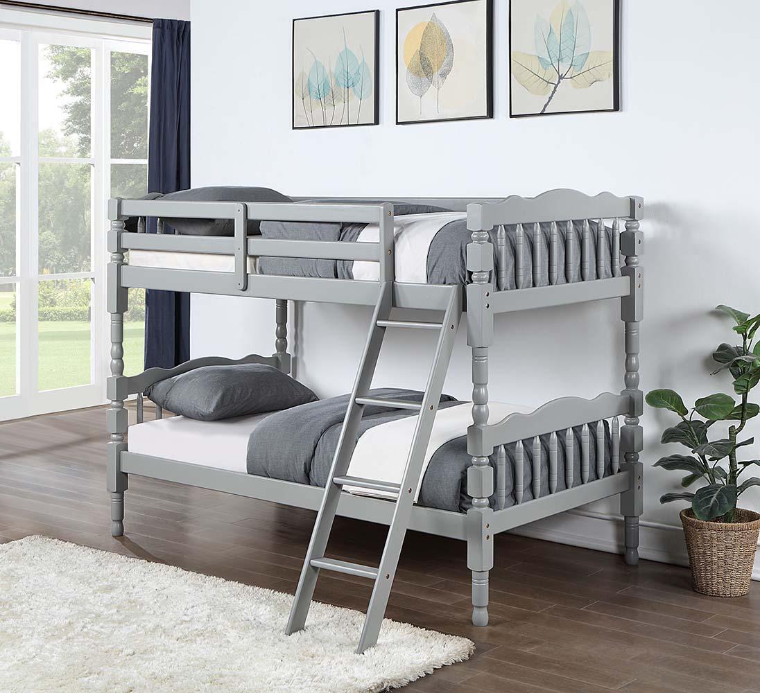 ACME Homestead Twin/Twin Bunk Bed, Gray Finish FredCo
