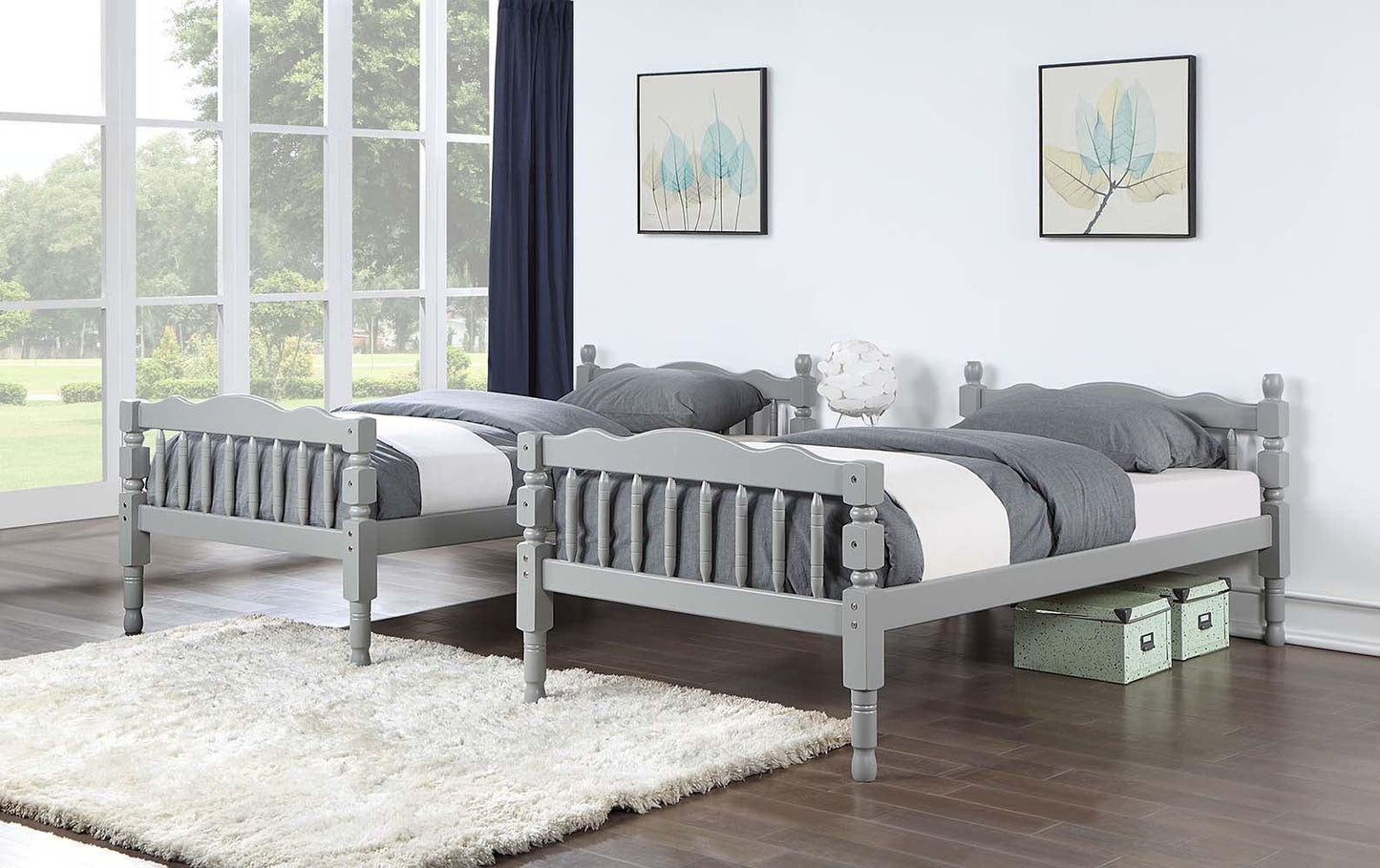 ACME Homestead Twin/Twin Bunk Bed, Gray Finish FredCo