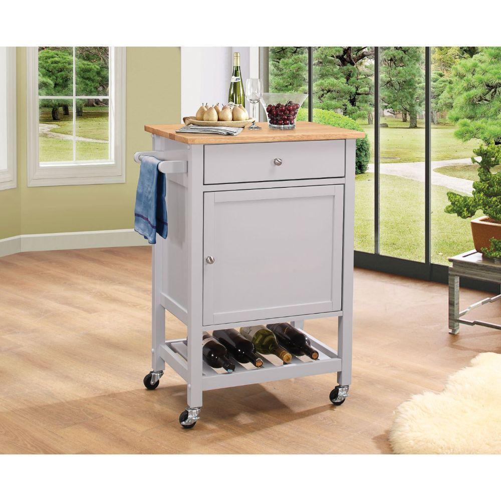 ACME Hoogzen Kitchen Cart, Natural & Gray FredCo
