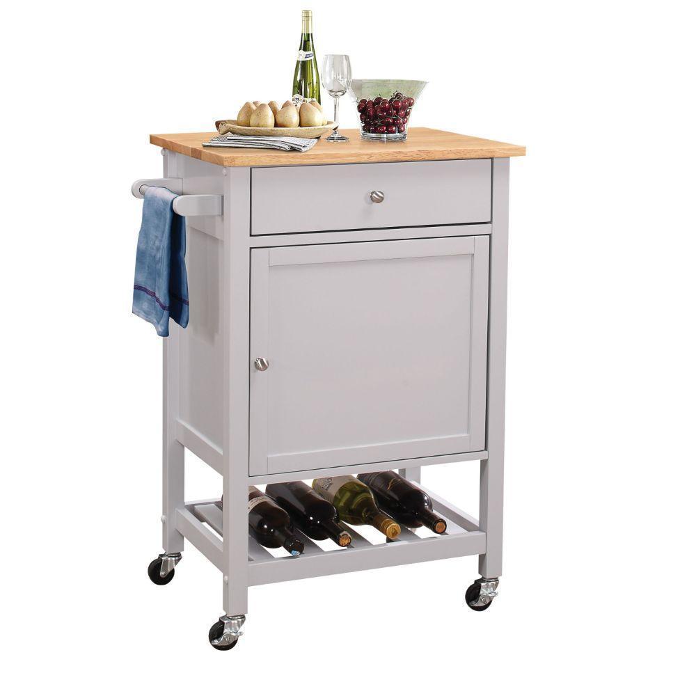 ACME Hoogzen Kitchen Cart, Natural & Gray FredCo