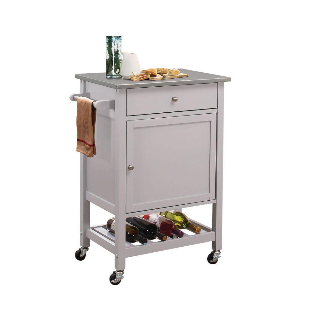 ACME Hoogzen Kitchen Cart, Stainless Steel & Gray FredCo