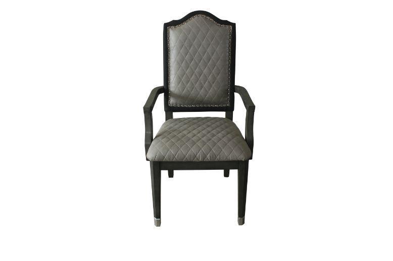 ACME House Beatrice Arm Chair, Two Tone Beige Fabric & Charcoal FredCo