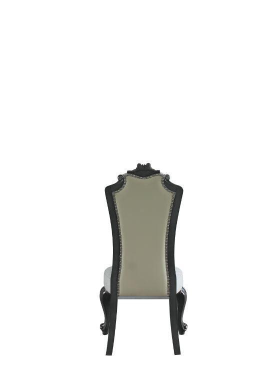 ACME House Beatrice Side Chair, Two Tone Beige Fabric & Charcoal Finish FredCo
