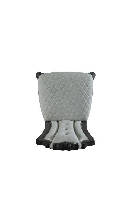 ACME House Beatrice Side Chair, Two Tone Beige Fabric & Charcoal Finish FredCo