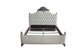 ACME House Delphine Queen Bed, Two Tone Ivory Fabric & Charcoal Finish FredCo