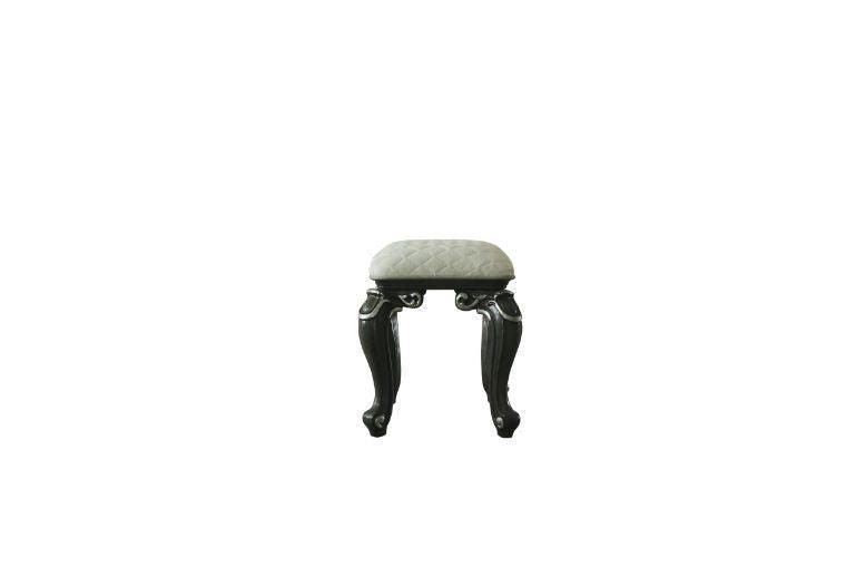 ACME House Delphine Stool, Two Tone Ivory Fabric & Charcoal Finish FredCo