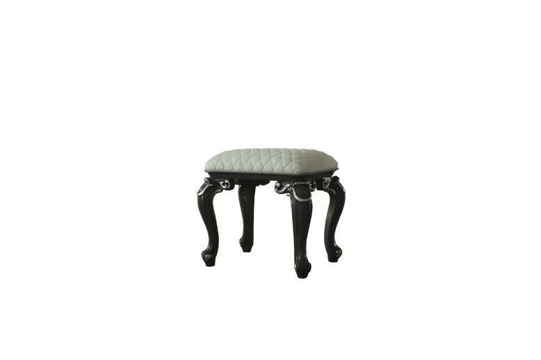 ACME House Delphine Stool, Two Tone Ivory Fabric & Charcoal Finish FredCo