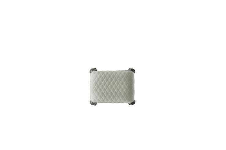 ACME House Delphine Stool, Two Tone Ivory Fabric & Charcoal Finish FredCo