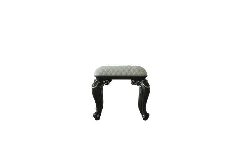 ACME House Delphine Stool, Two Tone Ivory Fabric & Charcoal Finish FredCo