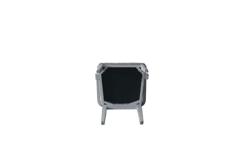 ACME House Marchese Arm Chair, Two Tone Gray Fabric & Pearl Gray Finish FredCo