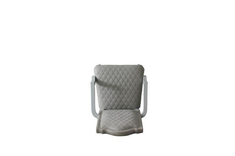ACME House Marchese Arm Chair, Two Tone Gray Fabric & Pearl Gray Finish FredCo