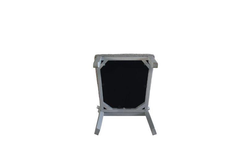 ACME House Marchese Side Chair, Two Tone Gray Fabric & Pearl Gray Finish FredCo