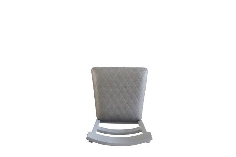 ACME House Marchese Side Chair, Two Tone Gray Fabric & Pearl Gray Finish FredCo