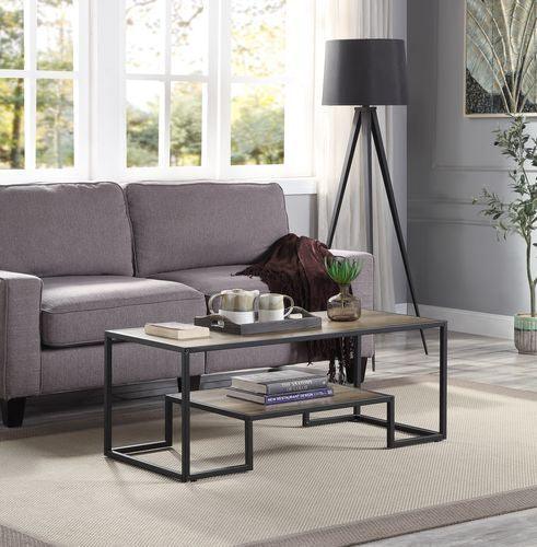 ACME Idella Coffee Table, Rustic Oak & Black Finish FredCo