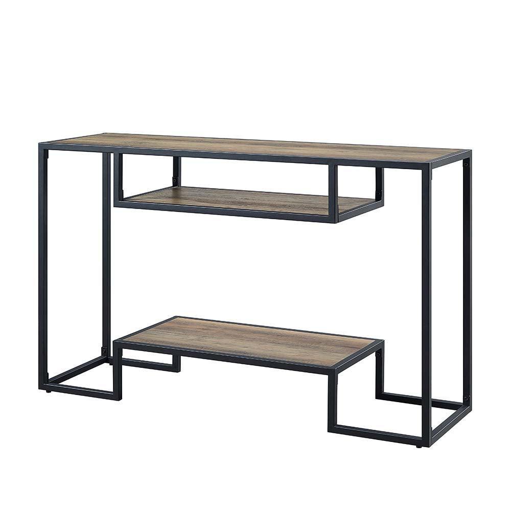 ACME Idella Console Table, Rustic Oak & Black Finish FredCo