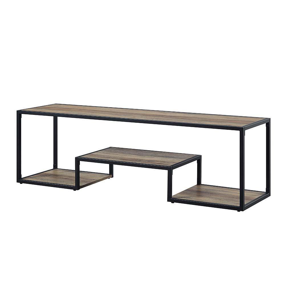 ACME Idella TV Stand, Rustic Oak & Black Finish FredCo