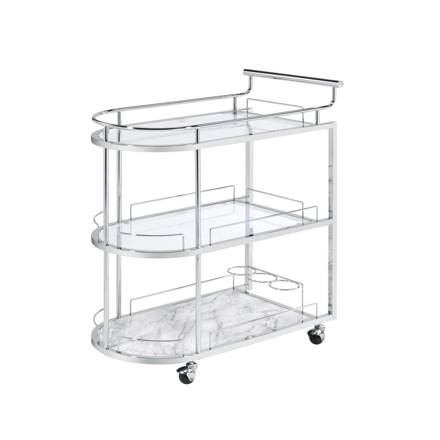ACME Inyo Serving Cart, Clear Glass & Chrome Finish FredCo
