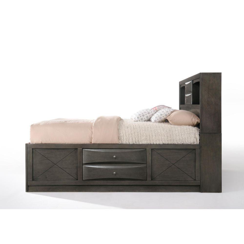 ACME Ireland Queen Bed w/Storage, Gray Oak 22700Q FredCo