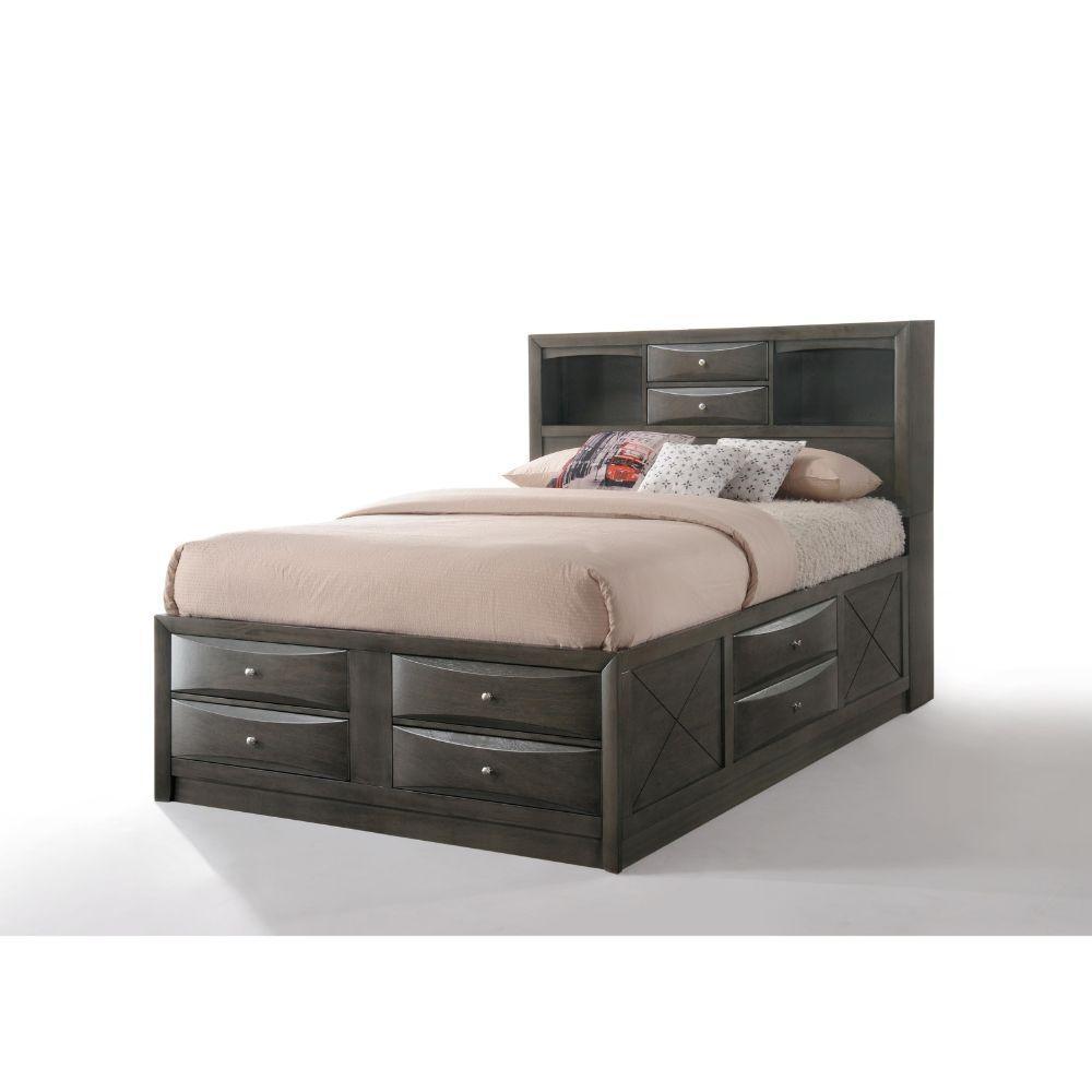ACME Ireland Queen Bed w/Storage, Gray Oak 22700Q FredCo