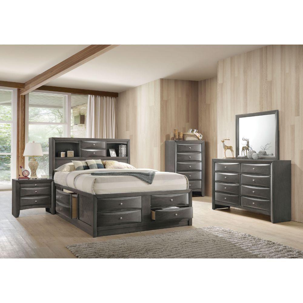 ACME Ireland Queen Bed w/Storage, Gray Oak 22700Q FredCo