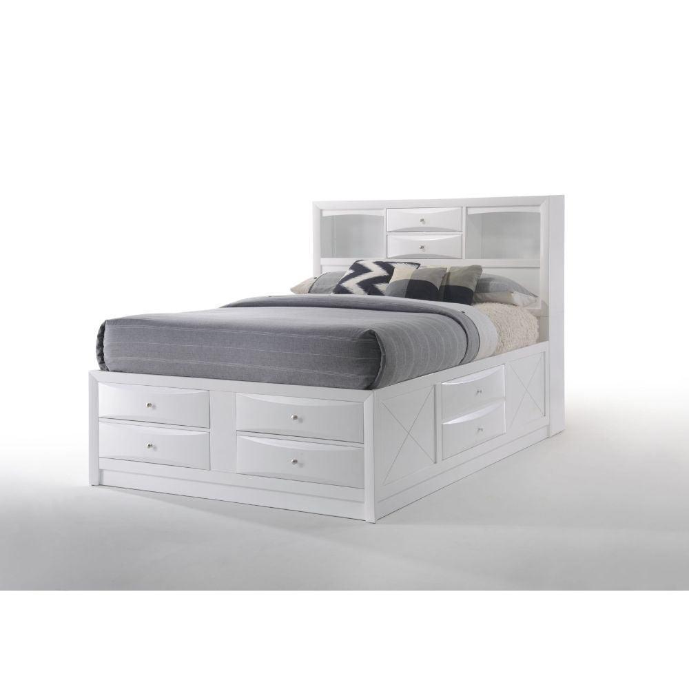 ACME Ireland Queen Bed w/Storage, White 21700Q FredCo
