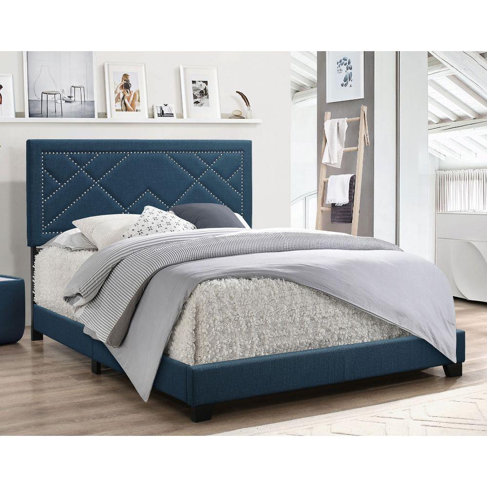 ACME Ishiko Eastern King Bed, Dark Teal Linen FredCo