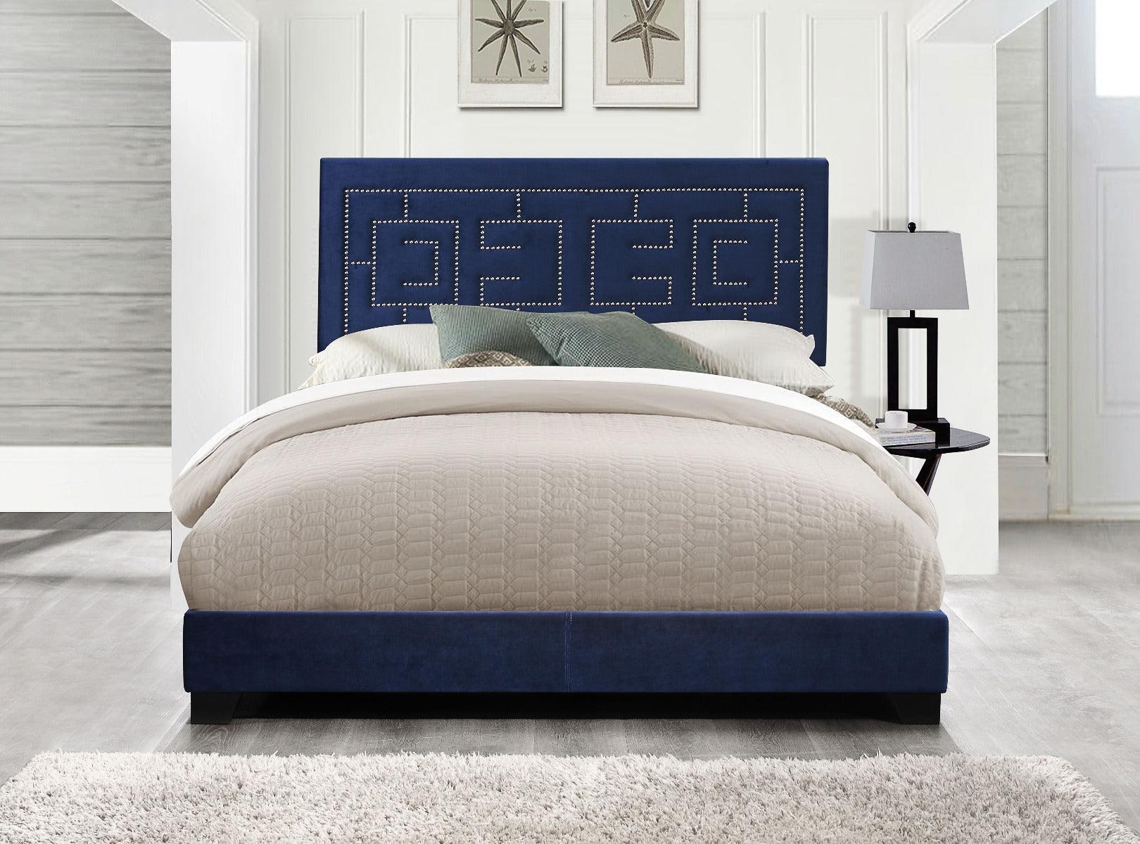 ACME Ishiko III Eastern King Bed, Dark Blue Velvet FredCo