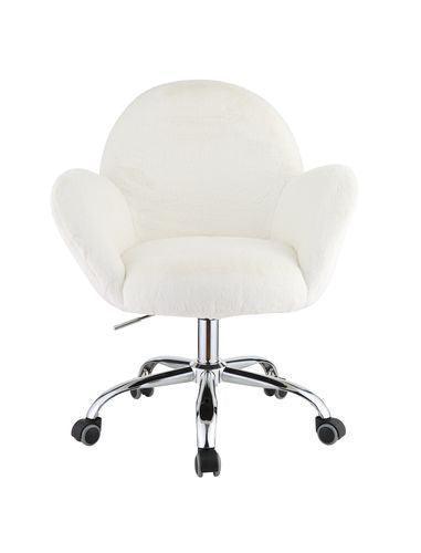 ACME Jago Office Chair, White Lapin & Chrome Finish FredCo