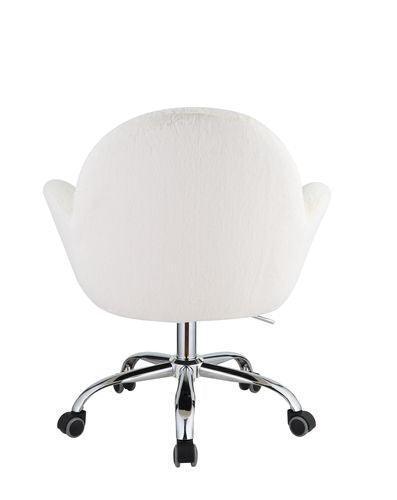 ACME Jago Office Chair, White Lapin & Chrome Finish FredCo