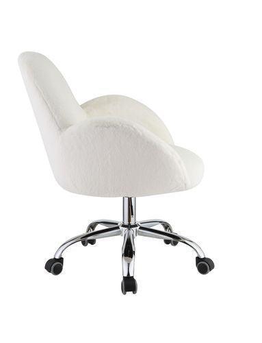 ACME Jago Office Chair, White Lapin & Chrome Finish FredCo