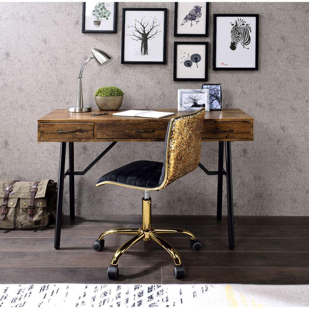 ACME Jalia Desk, Rustic Oak & Black FredCo