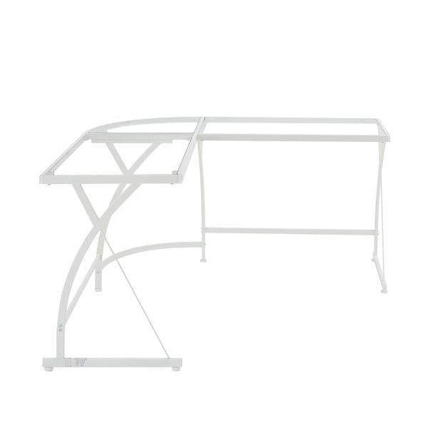 ACME Janison Computer Desk, Clear Glass & White Finish FredCo